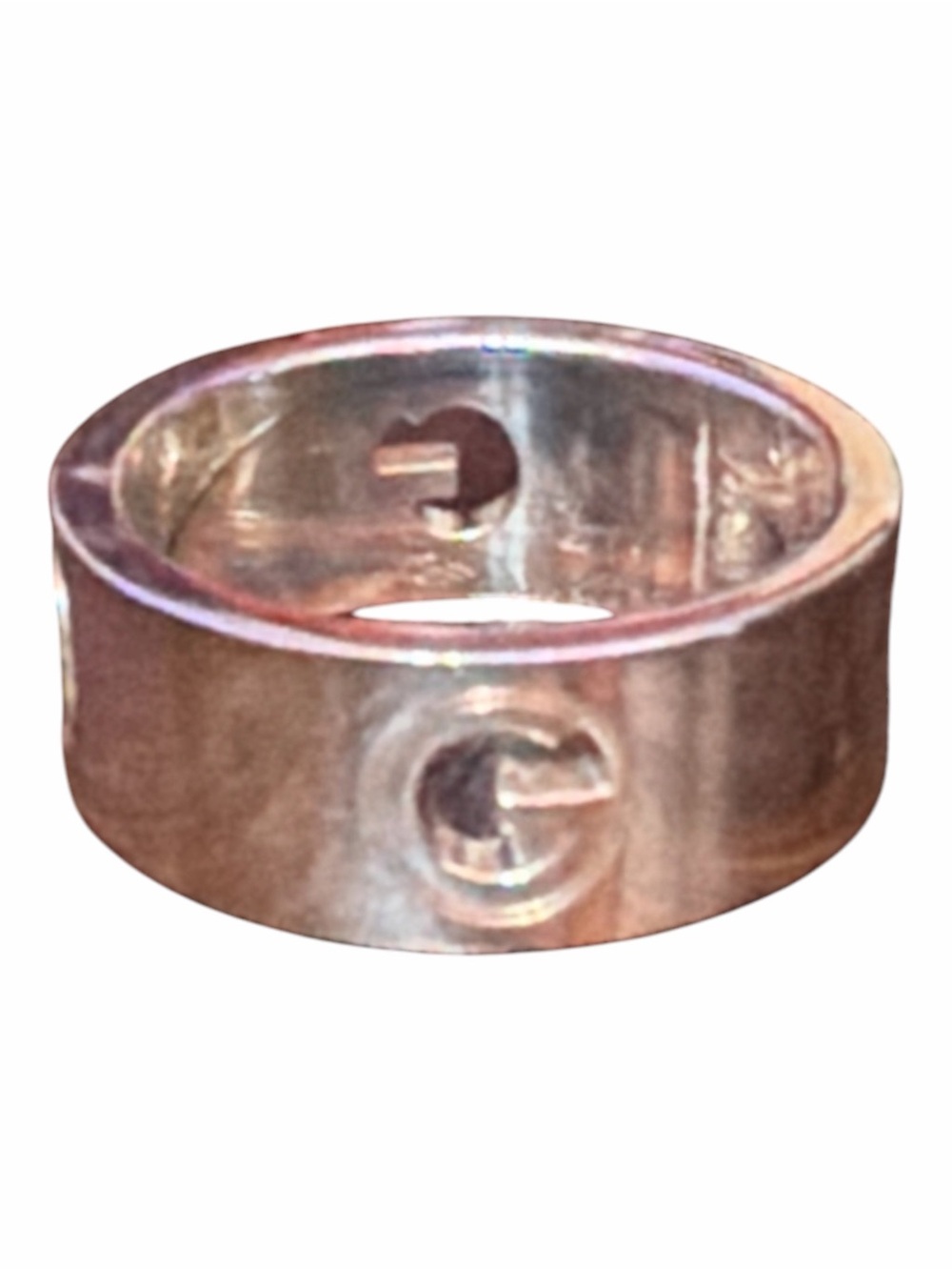 NIB Gucci Sterling Silver Cut-Out G Motif Wide Band Ring (Full Set) - Picture 3 of 4